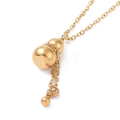 Ion Plating(IP) 304 Stainless Steel Gourd Pendant Necklace for Women NJEW-A004-22G-1
