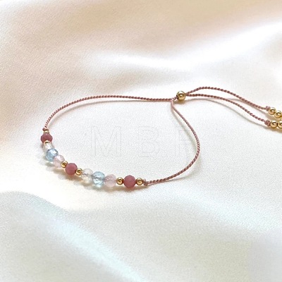 Natural Gemstone & Brass Beads Slider Bracelets IH0971-1