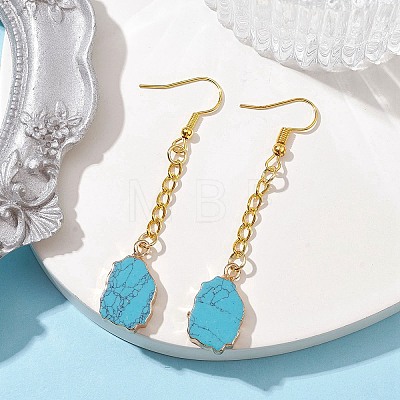 Nuggets Synthetic Turquoise Dangle Earrings EJEW-JE05683-01-1