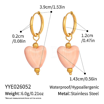 304 Stainless Steel with Handmade Procelain Hoop Dangle Earrings for Women CE4486-1
