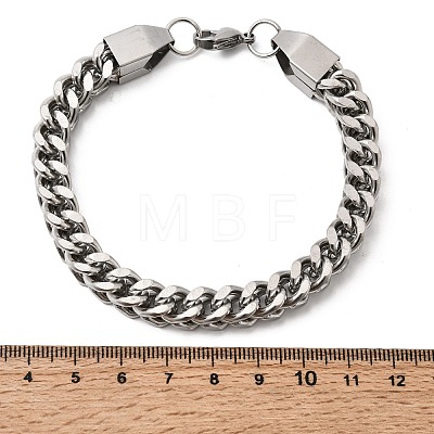 201 Stainless Steel Curb Chain Bracelets for Men STAS-T077-09P-1