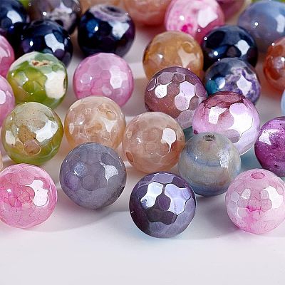 Olycraft 160Pcs 8 Colors Electroplate Natural Agate Beads Strands G-OC0003-15-1