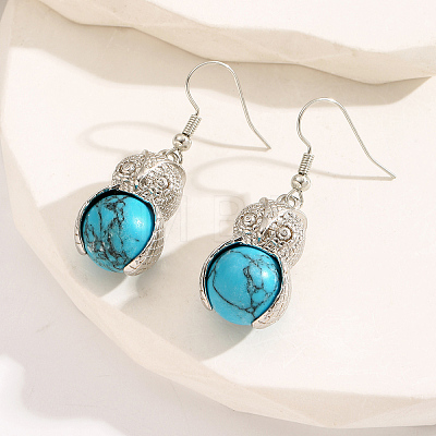 Vintage Turquoise Earrings with Rhinestones for Casual and Commuting Outfits UP2440-1