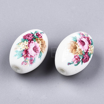 Printed & Spray Painted Opaque Glass Beads LS-GLAA-S047-07B-D03-1