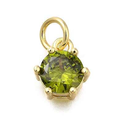 Brass Pave Cubic Zirconia Pendants KK-V002-23G-03-1