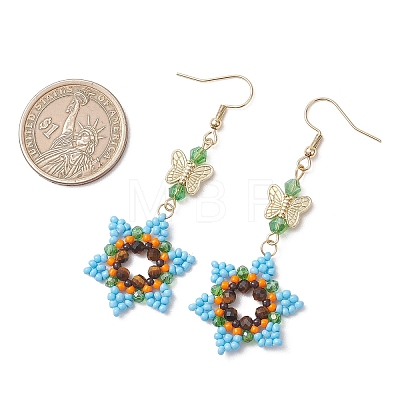 Glass Seed & Glass Beaded Dangle Earrings EJEW-MZ00691-1