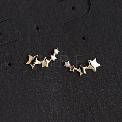 Rhodium Plated 925 Sterling Silver Silver Star Stud Earrings STER-BB71180-A-1