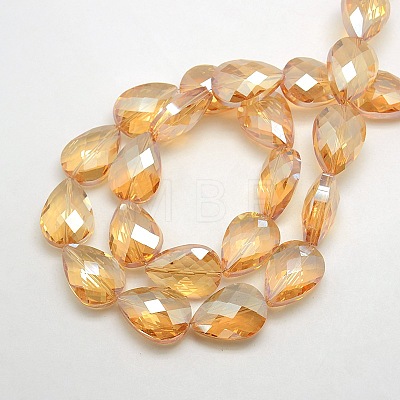 Electroplate Crystal Glass Teardrop Beads Strands EGLA-F067B-08-1