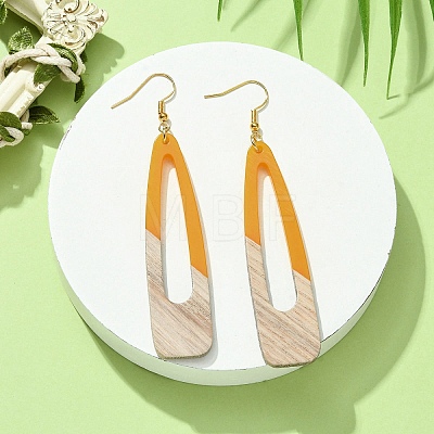 Two Tone Resin & Wood Dangle Earrings EJEW-JE05508-01-1