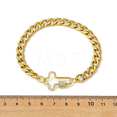Micro Pave Clear Cubic Zirconia Screw Carabiner Lock Link Bracelets BJEW-JB13849-1