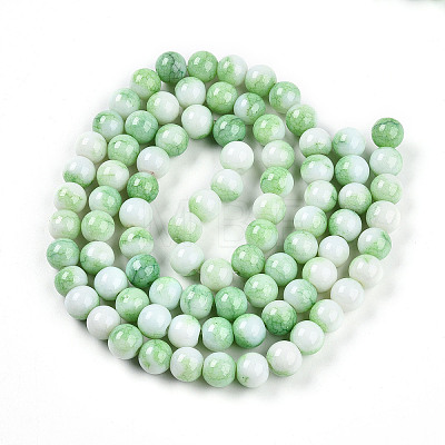 Opaque Crackle Glass Round Beads Strands GLAA-T031-10mm-01L-1