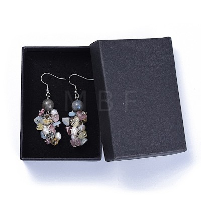 Natural Mixed Stone Dangle Earrings EJEW-JE03228-02-1