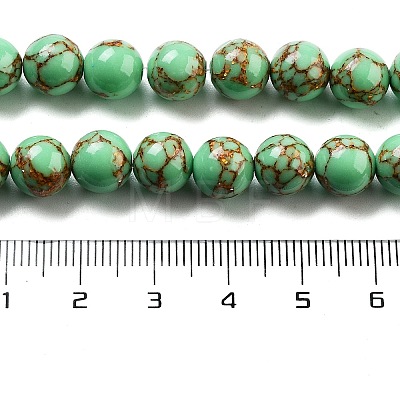 Synthetic Gold Line Turquoise Beads Strands G-H026-01D-03-1