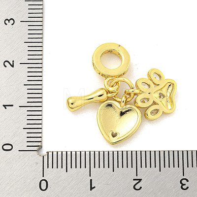 Rack Plating Brass Micro Pave Cubic Zirconia European Dangle Charms KK-P270-02C-G-1