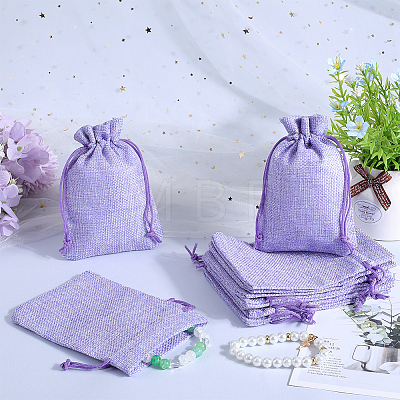 Beebeecraft Polyester Imitation Burlap Packing Pouches Drawstring Bags ABAG-BBC0001-02B-03-1