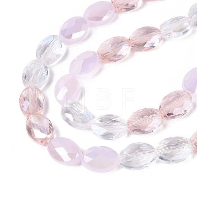 Electroplate Imitation Jade & Opaque & Transparent Glass Beads Strands EGLA-Q135-8x11MM-01B-1