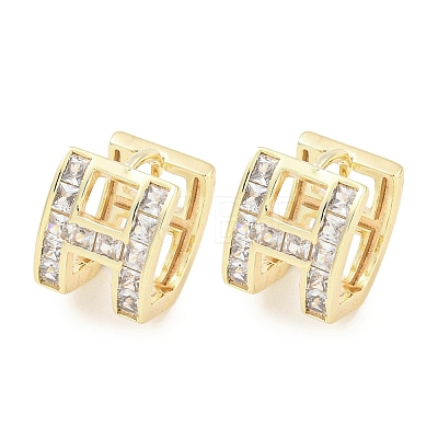 Brass Micro Pave Clear Cubic Zirconia Earrings EJEW-S228-08G-1