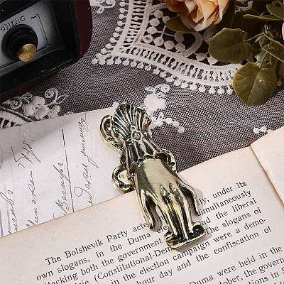 1Pc Alloy Hand Shaped Bookmark Clip AJEW-CP0010-81-1