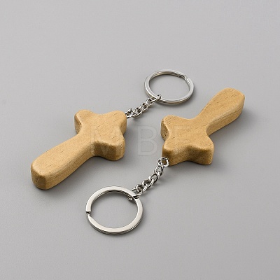 Natural Wood Pendant Keychain KEYC-WH0027-107B-1