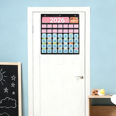 Cloth Monthly Calendar Pocket Chart Wall Hanging Organizer AJEW-WH0880-39-1