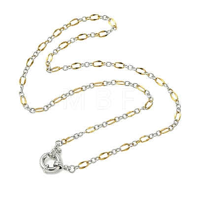 2Pcs 2 Colors 3MM Two Tone 304 Stainless Steel Figaro Chain Necklaces NJEW-JN06465-1
