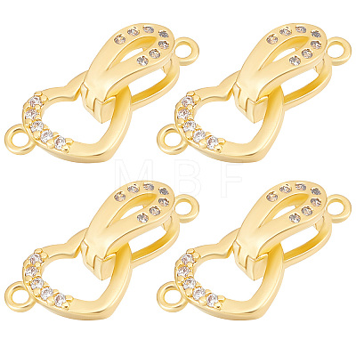 6 Sets Brass Micro Pave Clear Cubic Zirconia Fold Over Clasps KK-BBC0005-70-1
