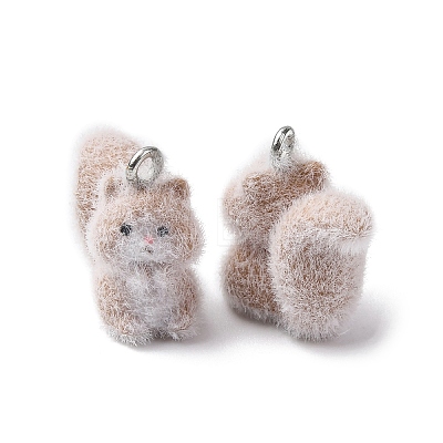 Animal Flocking Resin Pendants RESI-A049-03E-1