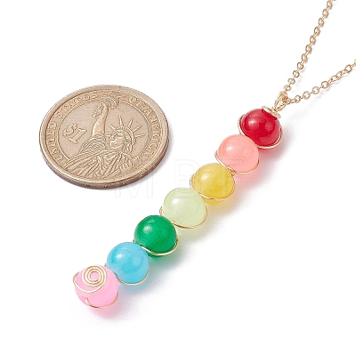 Colorful Glass Round Beaded Pendant Necklaces NJEW-JN04581-01-1