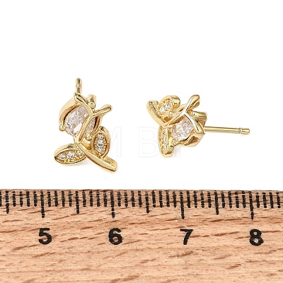Brass Micro Pave Cubic Zirconia Stud Earrings KK-CBA8324-19G-01-1