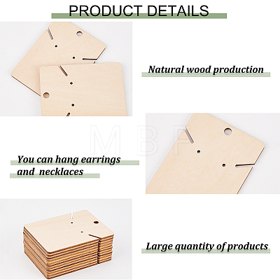 Wood Earring Display Card with Hanging Hole DIY-WH0320-20F-1