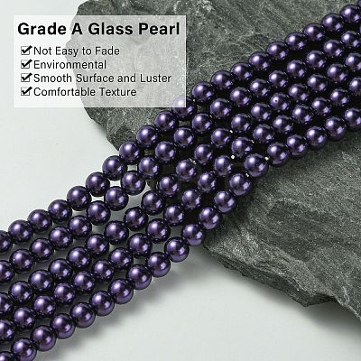 Eco-Friendly Dyed Glass Pearl Round Beads Strands HY-A008-6mm-RB099-1