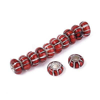 Handmade Lampwork & Brass Core European Beads LAMP-N044-01S-03-1