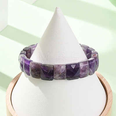 Natural Amethyst Beaded Stretch Bracelets for Unisex G-K303-02D-1