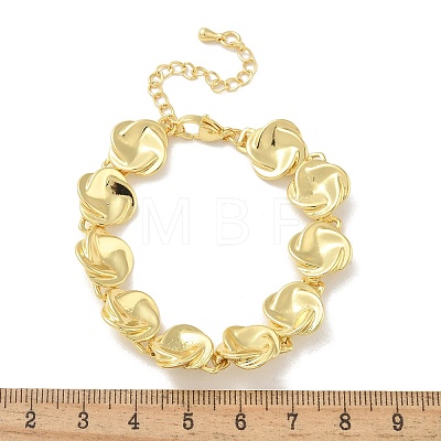 Brass Flat Round Links Bracelets for Women KK-B124-11G-1