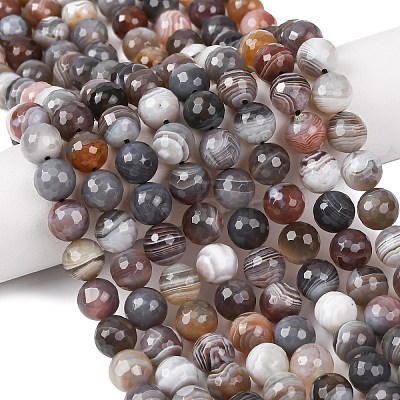 Natural Botswana Agate Beads Strands G-G453-B01-8mm-1