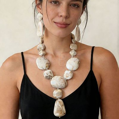 Exaggerated Resin Nuggets Pendant Beaded Necklaces for Women WG13923-01-1