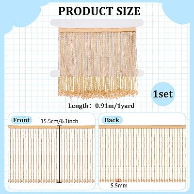 1 Yard Glass Beaded Tassel Ribbon DIY-FG0010-38E-1