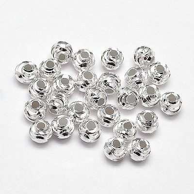 Fancy Cut 925 Sterling Silver Round Beads STER-F012-08B-1