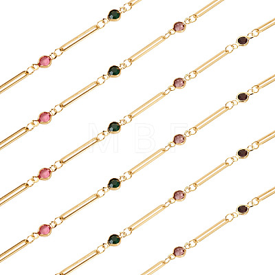 1 Bag Real 16K Gold Plated Brass Oval & Flat Round Glass Link Chains CHC-TA0001-22-1
