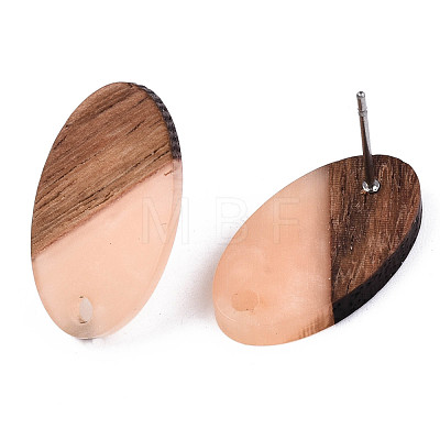 Resin & Walnut Wood Stud Earring Findings MAK-N032-005A-H03-1