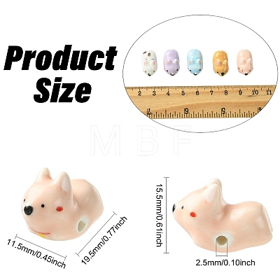 15Pcs 5 Colors Handmade Porcelain Beads PORC-CJ0001-57-1
