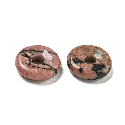 Natural Rhodonite Donut/Pi Disc Charms G-G142-01Q-1