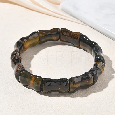 Bamboo Natural Blue Tiger Eye Beads Stretch Bracelets for Women Men BJEW-K304-01J-1