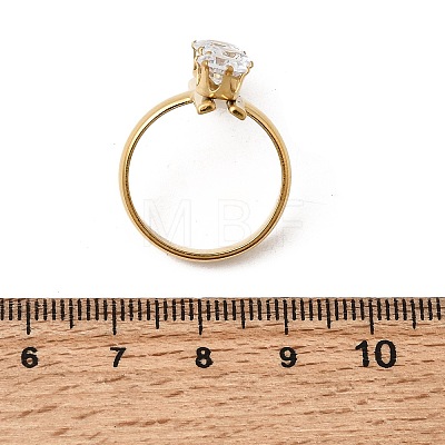 304 Stainless Steel Micro Pave Cubic Zirconia Open Cuff Rings for Women RJEW-K258-12B-G-1