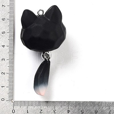 Opaque Resin Kitten Bell Big Pendants RESI-A032-01P-02-1