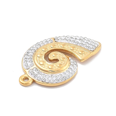 304 Stainless Steel Polymer Clay Rhinestone Pendants RESI-R155-012G-06-1
