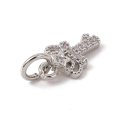 Brass Micro Pave Cubic Zirconia Charms ZIRC-F132-10P-1