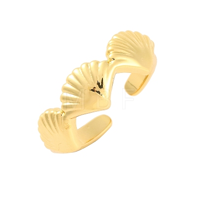 Shell Shape Brass Open Cuff Rings RJEW-U009-07G-1