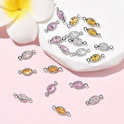 SHEGRACE Brass Pave Cubic Zirconia Oval Connector Charms XGRQ2O871-439P-1
