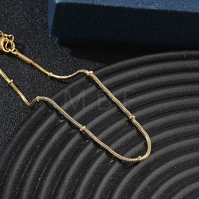 304 Stainless Steel Rondelle Round Snake Chain Bracelets SA-CBA2696-18G-1